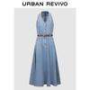 UR Women's Retro Belted Sleeveless Denim Dress