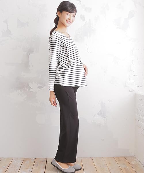 Inujirushi Honpo Comfortable Loose Straight Size Pants, Fit, Leg, 10-Length, Black, L, 204-8351