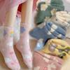 Fluffy Plush Stocking Medium Tube Sock For Women'S Cute Lovely White Cloud Plush Cartoon Mink Plush Socks Indoor Floor Sox