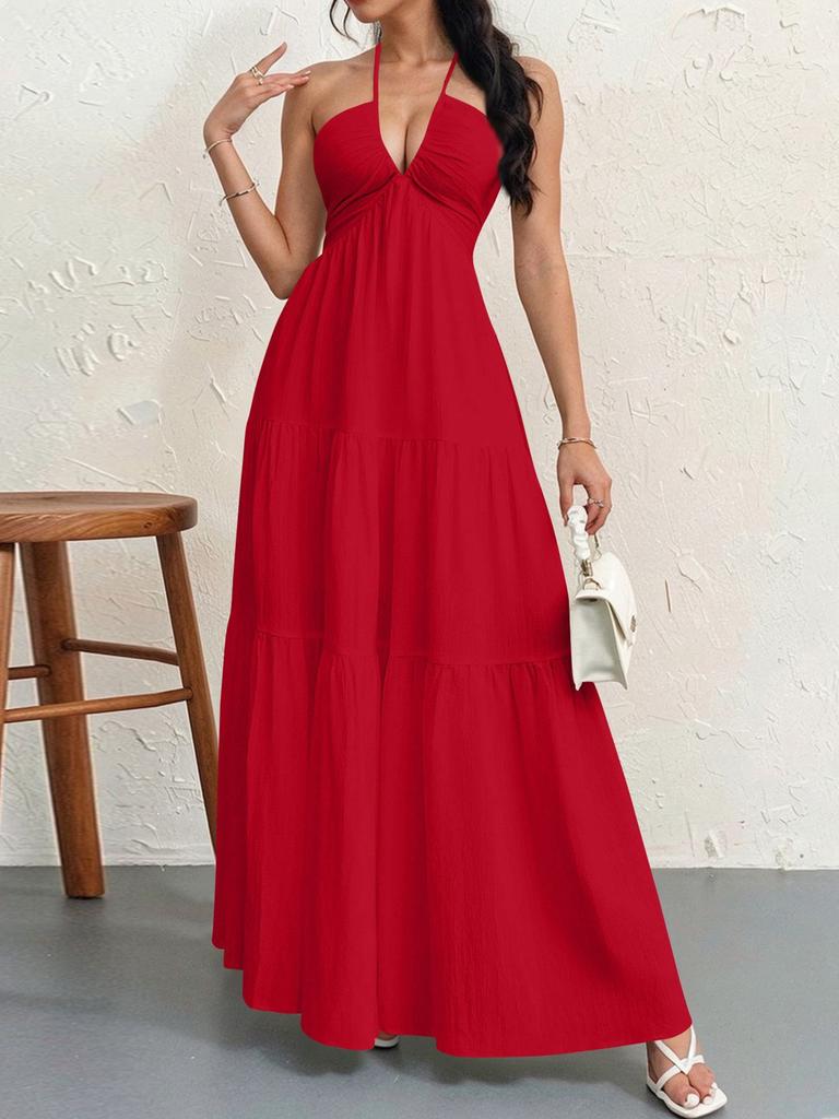 European and American Fashion Summer New Women's Halter Neck Dress