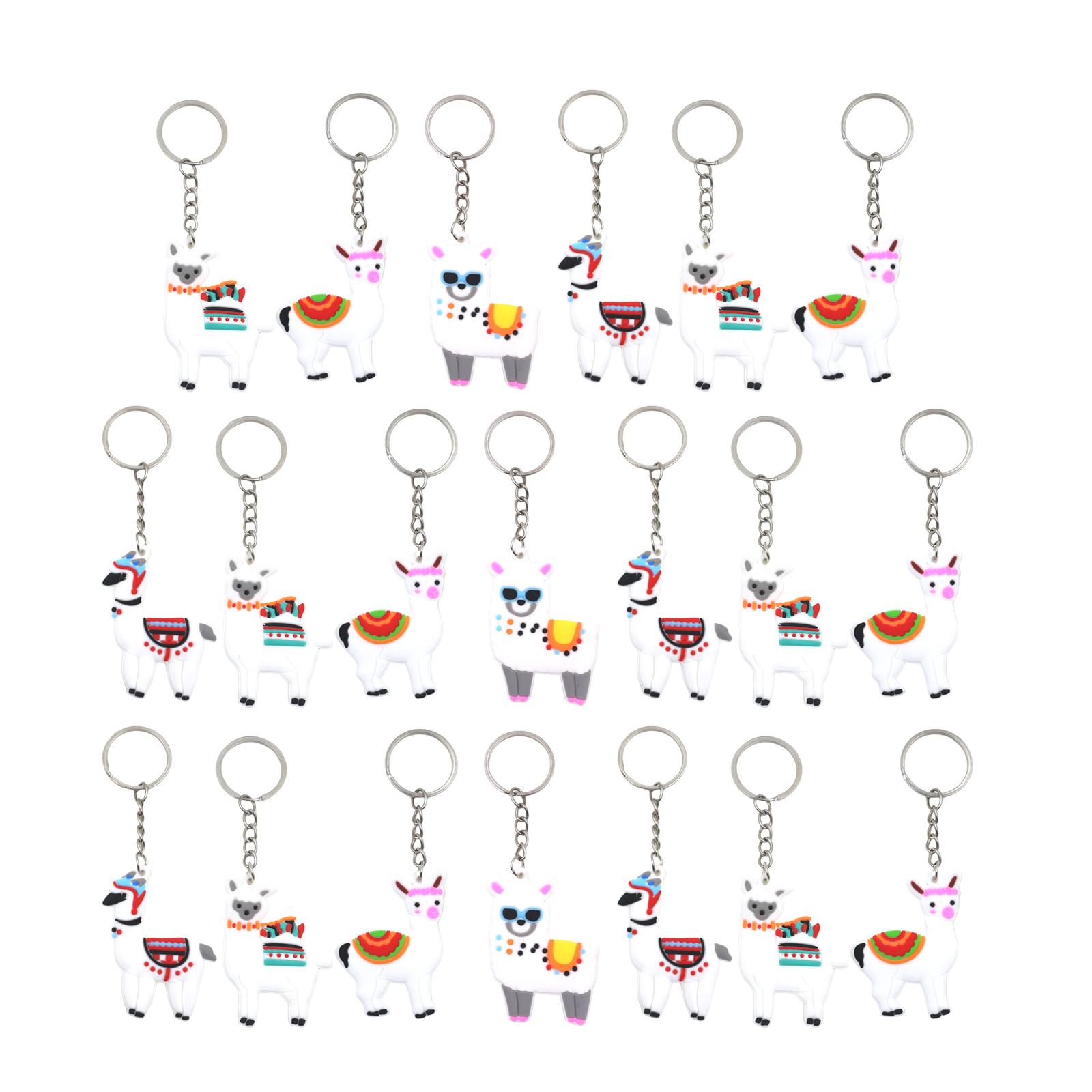 

Set of 20 Cartoon Alpaca Key Rings PVC Bag Charm Unique Key Accessory Alpaca Party Supplies for Gifts and Decorations R