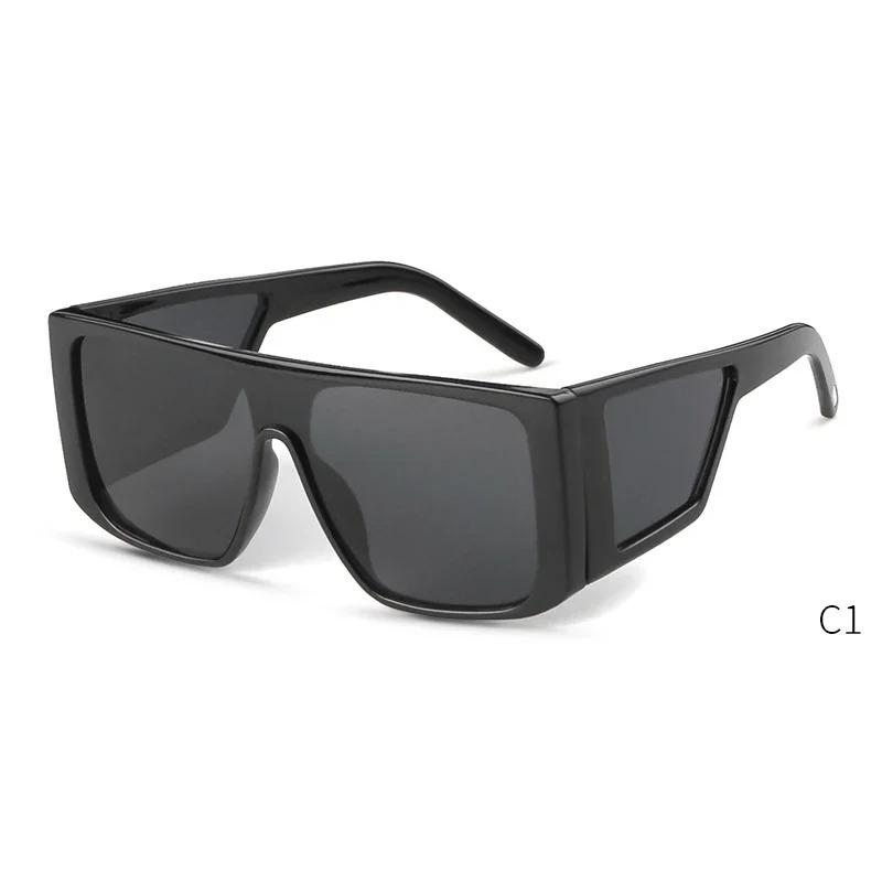 STORY Fashion Wide Legged Shield Sunglasses Women Men Luxury Designer Futurist Flat Top Leopard Square S6938G
