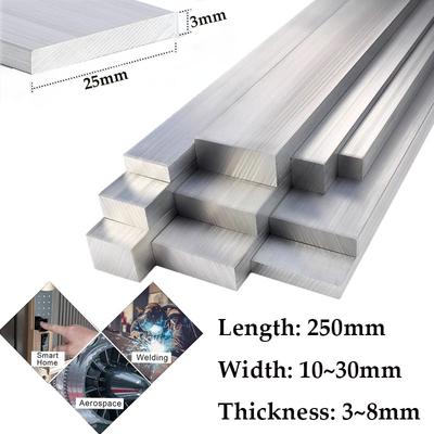 Alüminyum Alaşım 6061 T 6 Dikdörtgen Düz Çubuk Kare Çubuk Plaka Metal Şerit Katı Stok CNC Uzunluğu 250mm