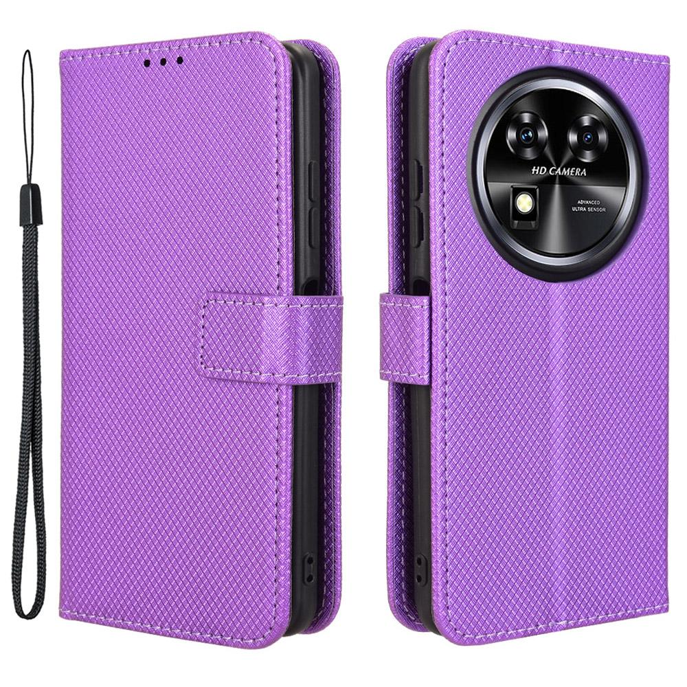

For Oukitel C37 Case Diamond Texture Leather Phone Cover TPU Interior Shell Purple