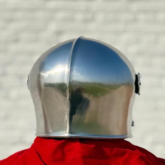 18g Steel Barbuta Helmet Medieval Knight Armor, LARP Cosplay