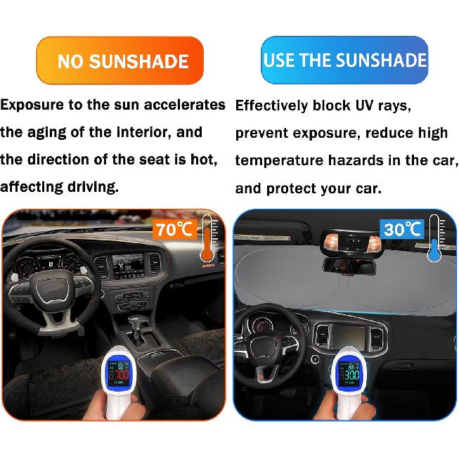 Front Windshield Sun Shade Fit For Dodge Charger Challenger Durango Journey Universal Fit To All Dodge Cars Foldable Sun Visor Protector  Fit Dodge