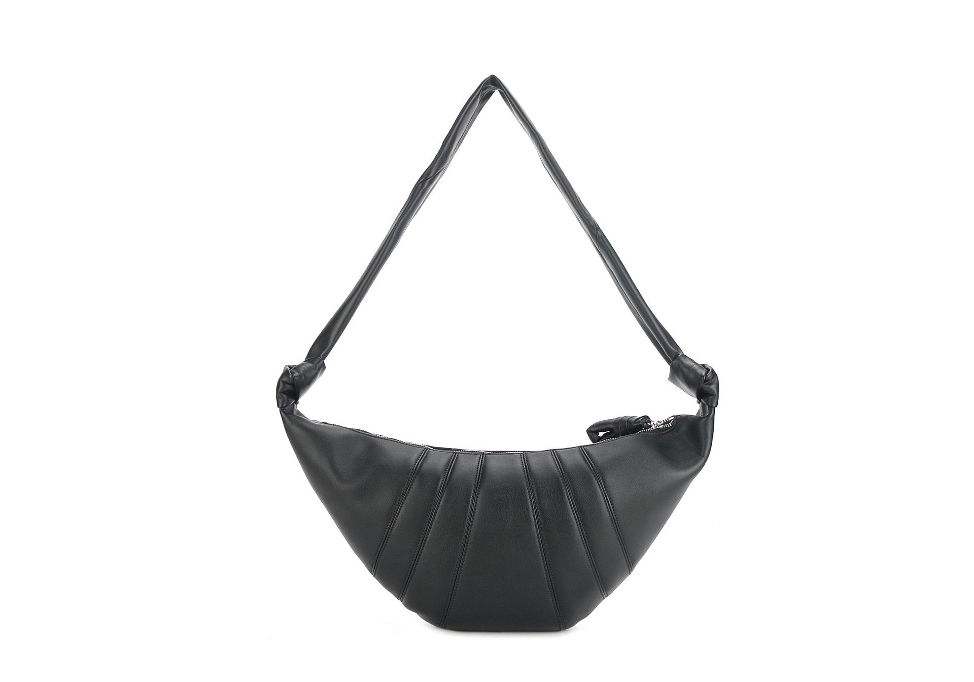 Elegant Genuine Leather Croissant Crossbody Bag