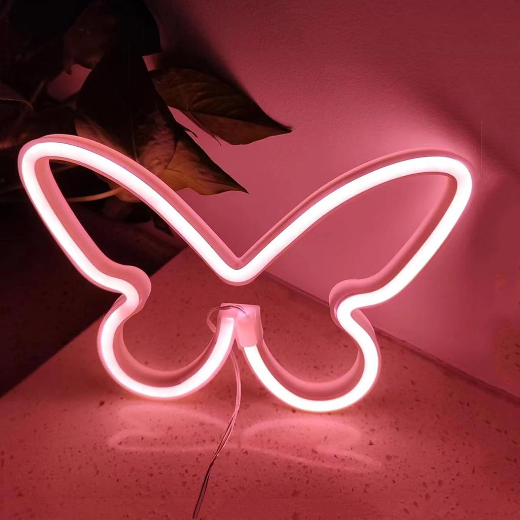 Coral Pink Butterfly Neon Signs for Wall Office Colleage Apartment Dorm Wedding Birthday Party Decor,Neon Butterfly Led Signs Decorations Night Light