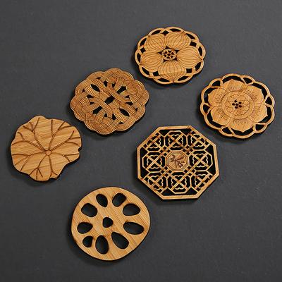 Kreative Lotusblumen-Getränkeuntersetzer aus Holz, rund, Tassenunterlage, Tischset für Tee, Kaffeetasse, Tischset, Heimdekoration, Küchenzubehör