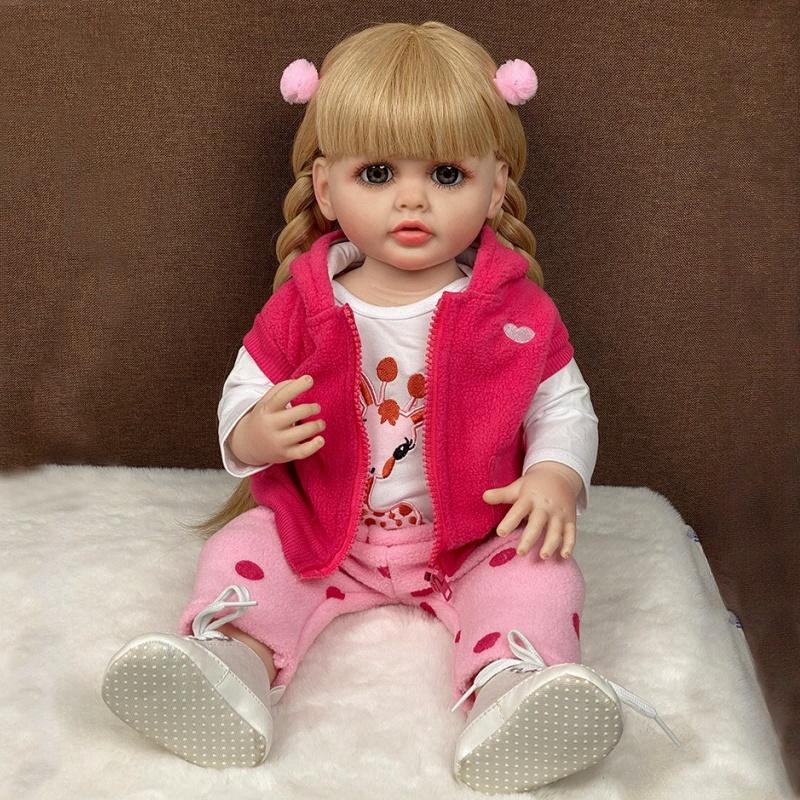Realistic Reborn Baby Girl Dolls Betty Raya Pasted Wig Hair Simulation Doll 55cm Full Silicone Body Bathing 22 Inch Collection Art Doll Baby Play Toys