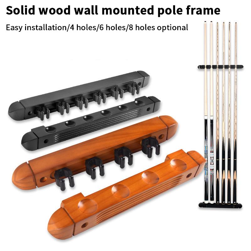 1Pc 6-Slot Wood Snooker Rod Hanging Bracket Wall-Mounted Pool Rod Holding Stands Professional Durable Tools Billiard Accessories