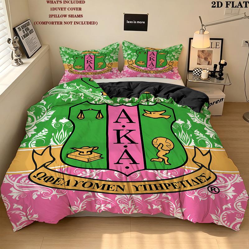 Aka Pattern Bedding Quilt Set Quilt Cover Pillowcase Home Birthday Gift(1 * duvet cover + 2 * pillowcase, without core)
