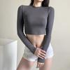 O Neck Solid T Shirt Basic Long Sleeve Women T-shirt Casual Tank Top Slim Female Crop Top Fashion