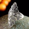 Retro Fashionable Palace Style Hollowed Out Petal Rings For Women'S Adjustable Ring Jewelry