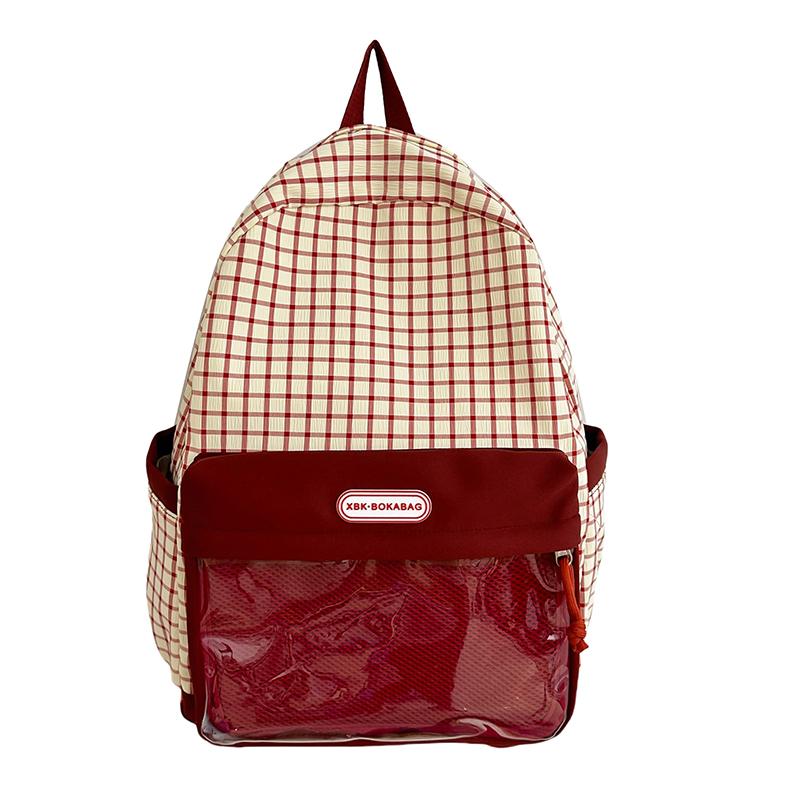 Girls Color Block Backpack Primary School Student Schoolbag Plaid Printed Small Backpack Travel Bag
