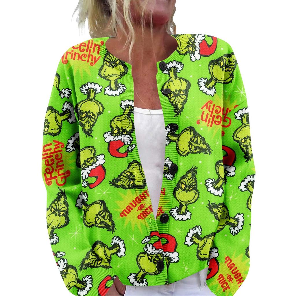 Dámský vánoční svetr Roztomilý zábavný vánoční svetr Podzimní a zimní svetr s dlouhým rukávem Pletený svetr