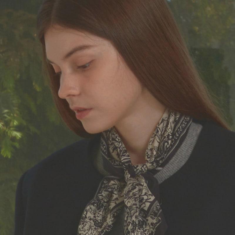 White Project FLORIS SILK SCARF_BLACK