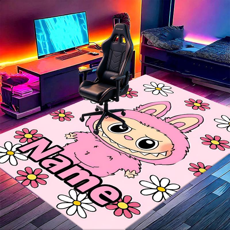 Custom Name Personalized Labubu Print Carpet, Versatile Home Decor Rug, for Playroom, Apartment, Balcony, Entryway, Hallway Gift