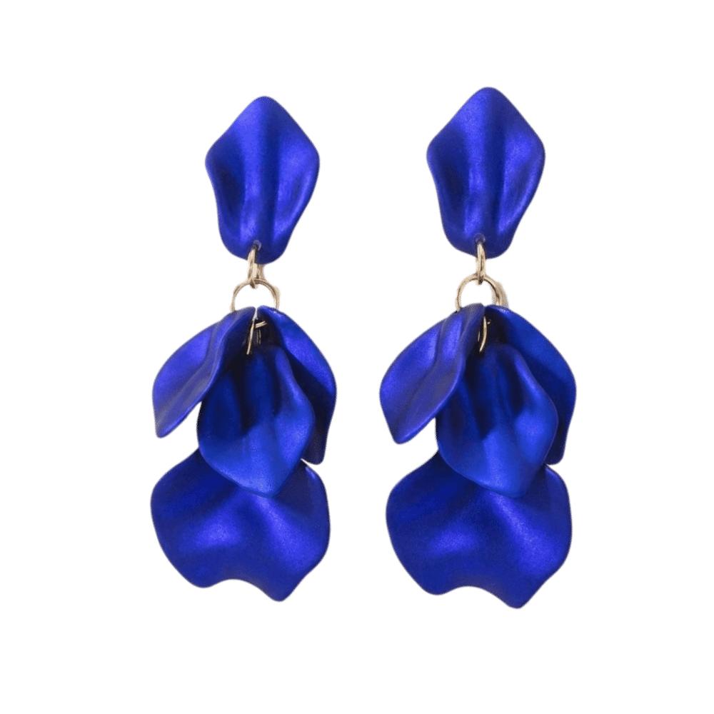 Zinc Zinc Alloy Petal Tassel Earrings Sweet Dangle Earrings Bohemian Style Acrylic Drop Earrings Daily Wear синий
