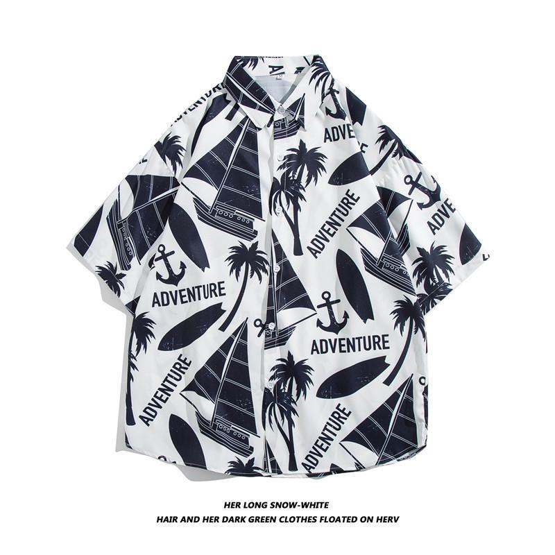 Men's Hawaiian Shirt Lapel Button Fashion Printing Short Sleeve Flower Shirt Retro  Summer Holiday Beach Shirt