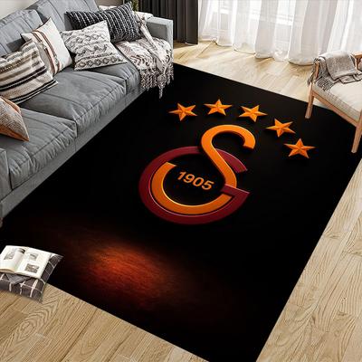 Galatasaray Spor Kulübü Flannel Printed Carpet, Home Sofa Decoration for Living Room & Bedroom, Non‑Slip Play Flannel Floor Mat for Game Room