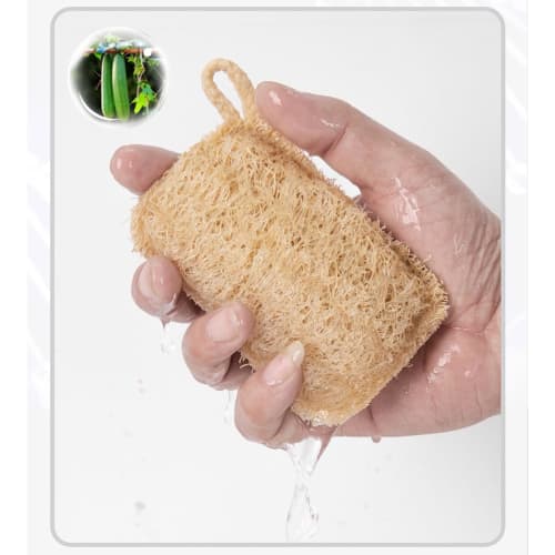 WANJICHENRUI Natural Loofah Brush, Kitchen Sponge, Loofah Scrubbing Brush for Dishwashing, Antibacterial, Natural Plant Fiber, 4 Pieces