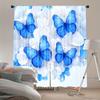 2PCS Digital Printed Curtains, Bright Blue Butterfly Vibrant Insect Nature, Window Drapes for Living Room Bedroom Home Decor