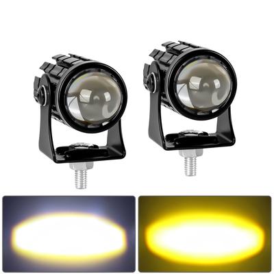 Universal Motorrad LED Scheinwerfer Projektorlinse Zweifarbig ATV Roller Fahren für Cafe Racer Licht Zusatzscheinwerfer Lampe