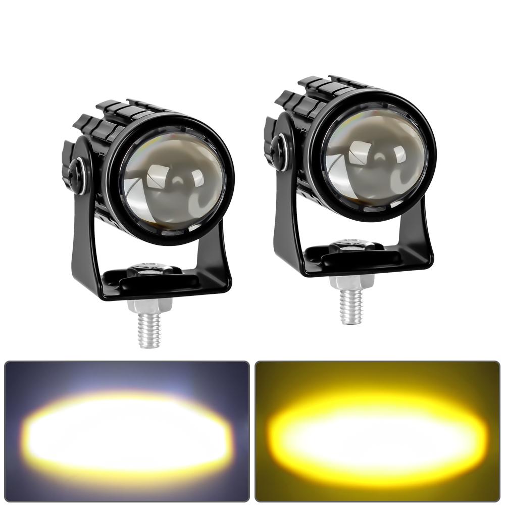 Motorcycle Auxiliary LED Headlights Spotlights Mini Projector Fog Light Front Driving Lamp White 6000K Yellow 3000K Accessories