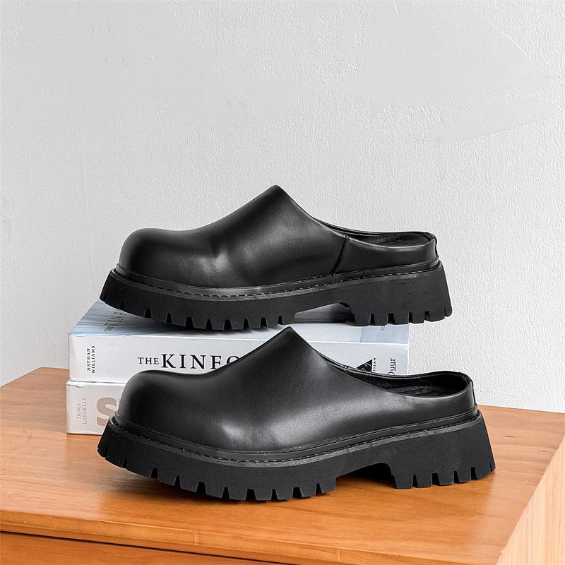 Internetkändis tjockbottnade höjande tofflor herr 2025 vår och höst nya populära ytterkläder väska huvud halv bricka 3205-J