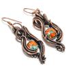 Orange Spiny Oyster Earrings, 999 Copper Wire Wrap Gemstone Jewelry, Handmade Earrings, Amazing Jewelry, Gift For Her