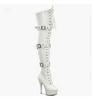 New Style Women’s Shoes Genuine Super Star 15CM Stiletto Strap Belt Buckle Over the Knee Boots Fashion Pole Dance Leather Pumps