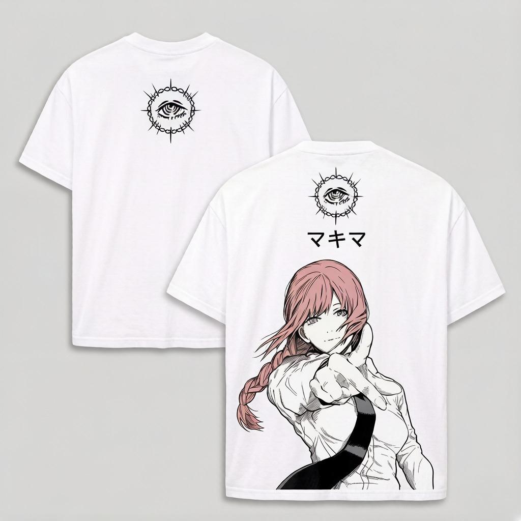 Makima Chainsaw Man Graphic T-shirt Manga Oversized T Shirt Men Women Clothing Cotton Short Sleeve Casual Tees