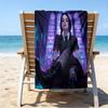 proof beach towel with a Wednesday Addams4 pattern - soft,absorbent,quick-drying,machine washable - perfect for swimming,camping,bathing