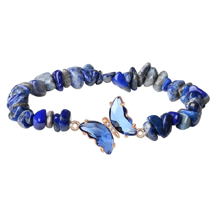 Healing Crystals Bracelet With Irregular Gemstones Beads Butterfly Decoration Adjustable Jewelry For Relaxation