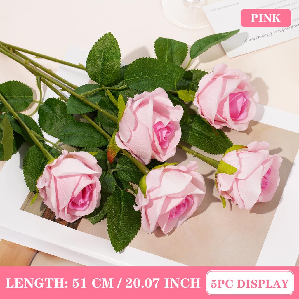 3/5 Stück 51 cm künstlicher Rosenstrauß aus rotem Samt, ideal für Heimdekoration, Partys, Tischdekoration, Valentinstag, Hochzeiten und DIY-Projekte