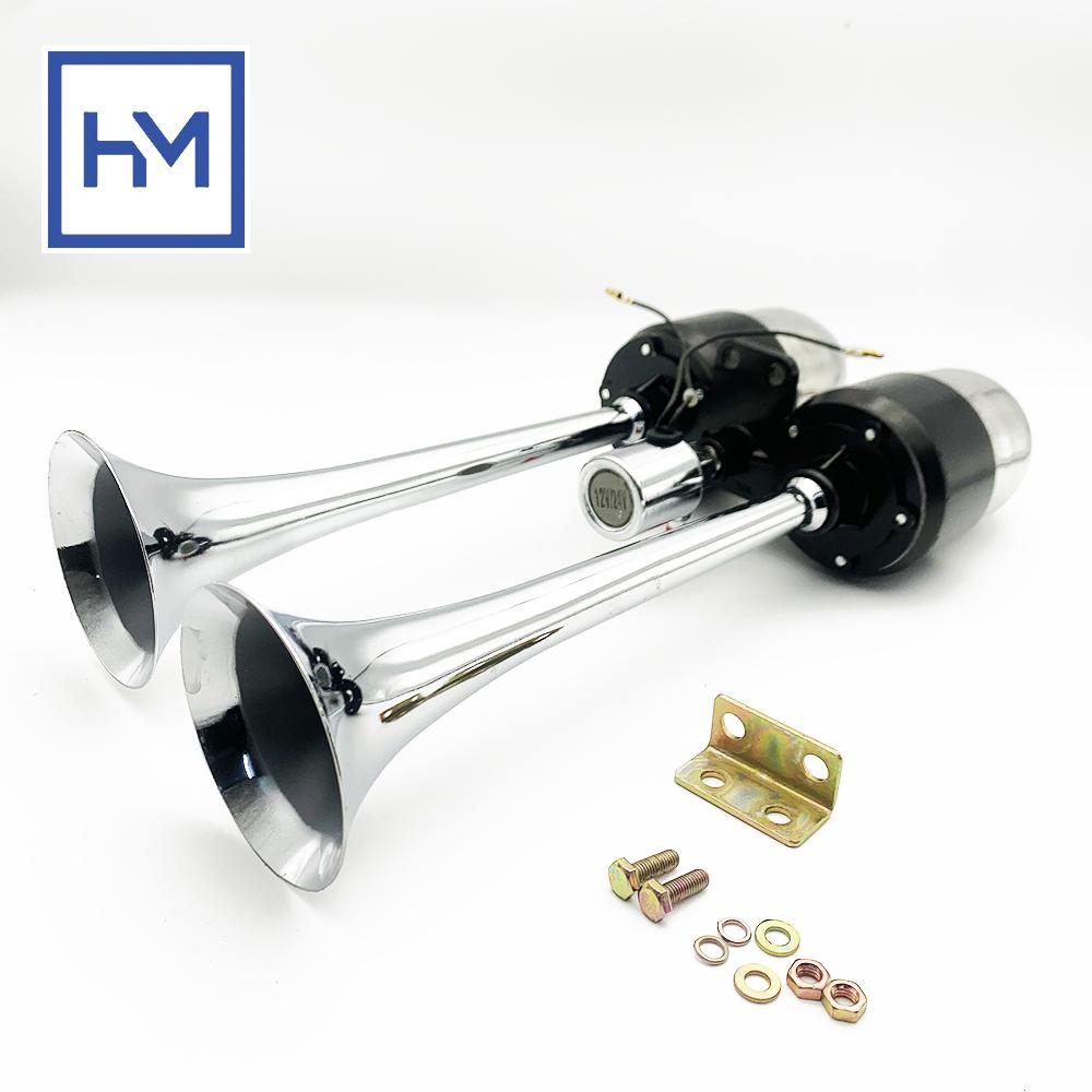 

12V/24V Universal Air Horn Kit with Stainless Steel Tank for Trucks, Train Horn Sound & Air Brake System 24V чорний