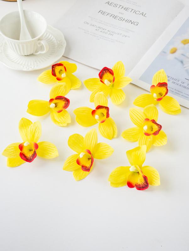50/100PCS Artificial Flower Silk Orchid Home Room Table Decora Festival Outdoor Garden Yard Wedding Bridal Bouquet Diy Gift Box