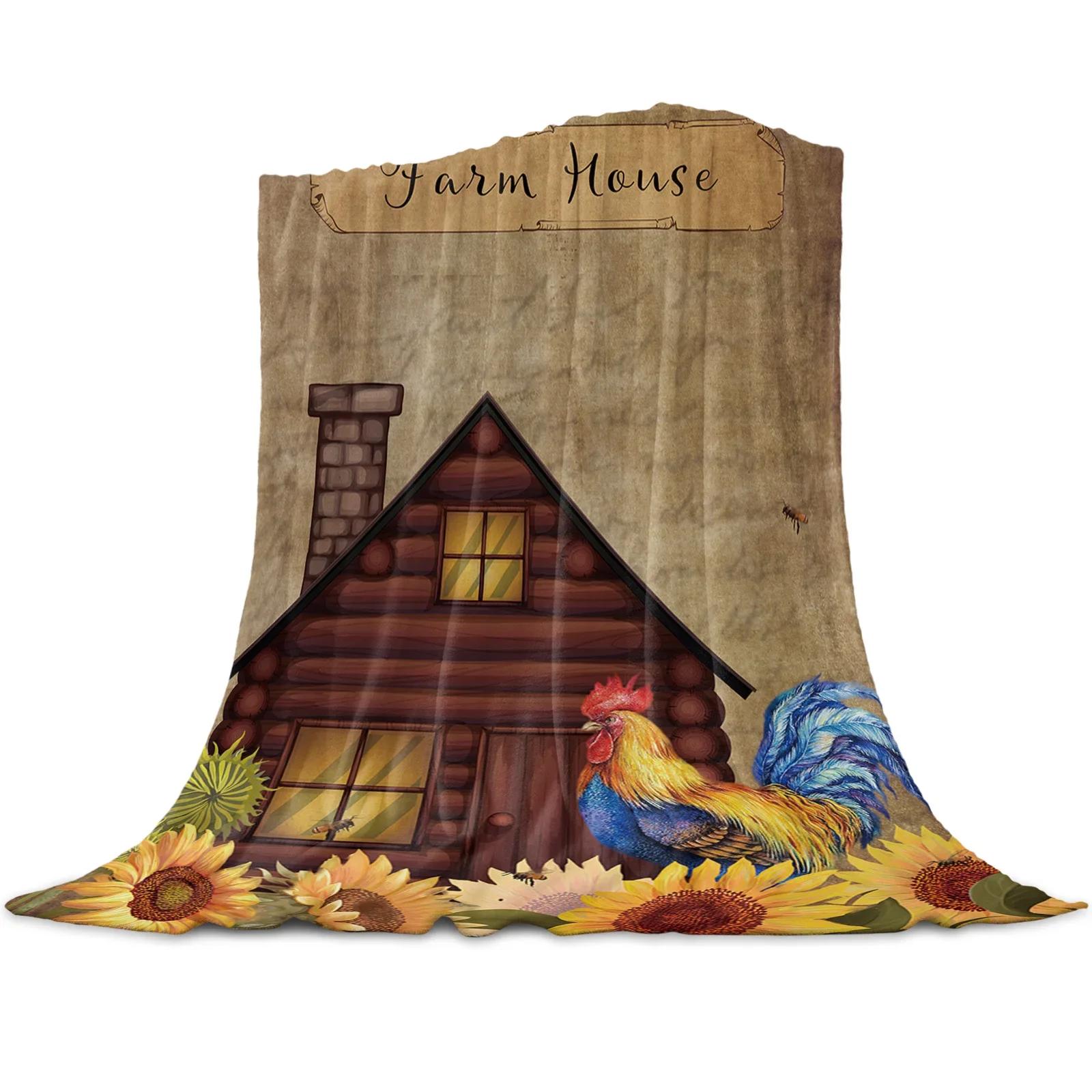 

Farm Locomotive Soft Warm Flannel Blankets Sofa Bed Throw Blankets Coral Fleece Nap Wrap Travel Blankets Queen King Twin Size 75x90cm