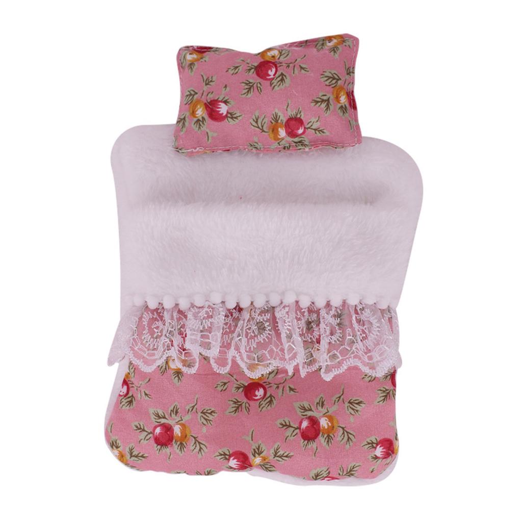 Fashion Flower Pattern Doll Bed Set with Pillow And Sleeping Bag For Labubu Plush Figure Dolls 17cm Ball Joint Dolls
