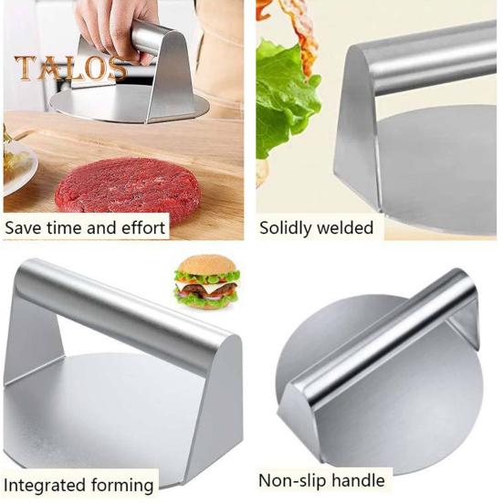 4Pcs BBQ Tool Set Stainless Steel Burger Press Grill Spatula Spice Dredge Shaker Pot Lid Cover Burger Smasher Kit for Cooking