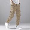 Zipper Men's Flap Pocket Side Drawstring Waist Men's Cargo Pants Men Baggy Trousers Men Thin Cargo Pants