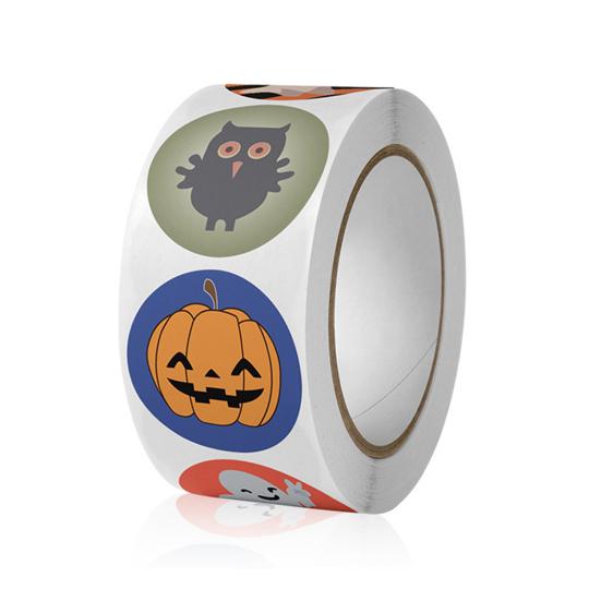 

500 шт./рулон, наклейка на Хэллоуин, наклейка со скелетом тыквы, наклейка с рисунком, праздничная сумка для конфет, уплотнительные этикетки для праздничных украшений A
