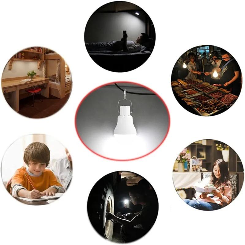 Solar Powered Lamp Portable Led Bulb Lights Rechargeable Camp Tent Night Fishing Emergency Solar Energy Panel Sunlight
