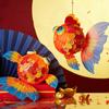 Handmade DIY Mid-Autumn Lantern With LED Light Koi Carp Fish Lantern Portable   Home Decoration