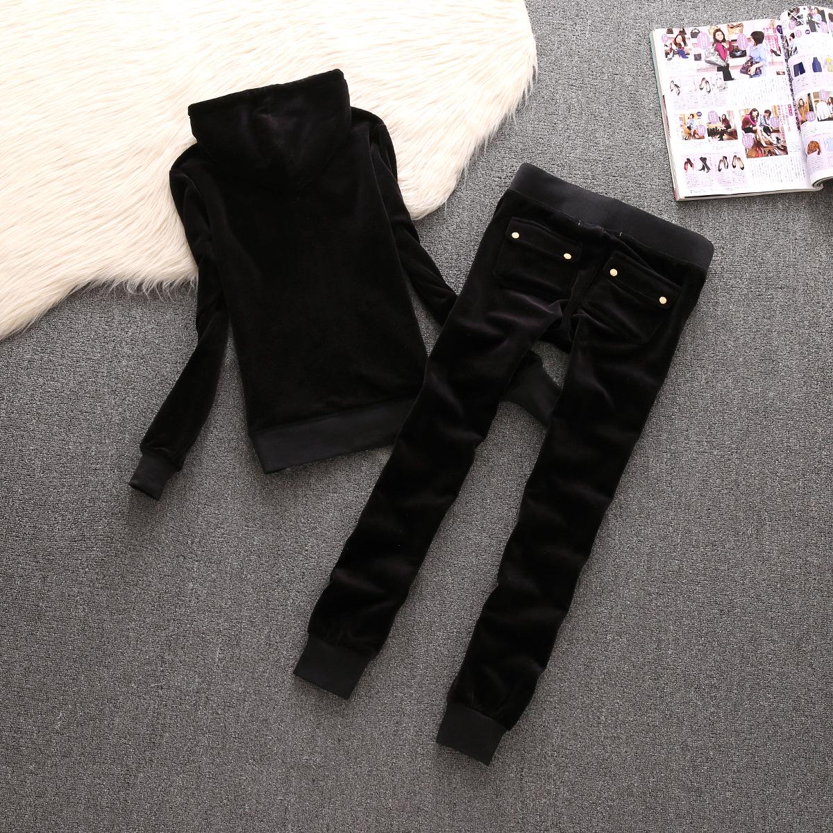 

Женский спортивный костюм для отдыха из бархата с застежкой-молнией со стразами — однотонный, идеально подходит для весны и осени S