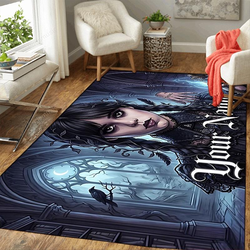 Custom 1Pc Gothic Dark Academia Mystery Flannel Personalized Rug Non Slip Floor Mat Soft Carpet for Living Bedroom Office Home Decor Gift
