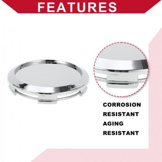 Single Car Wheel Center Hub Cap Rim Cover Hub Cap 2.52" OD Chrome Universal