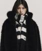 Nigaennikol Stripe Hairy Fringe Muffler_Black