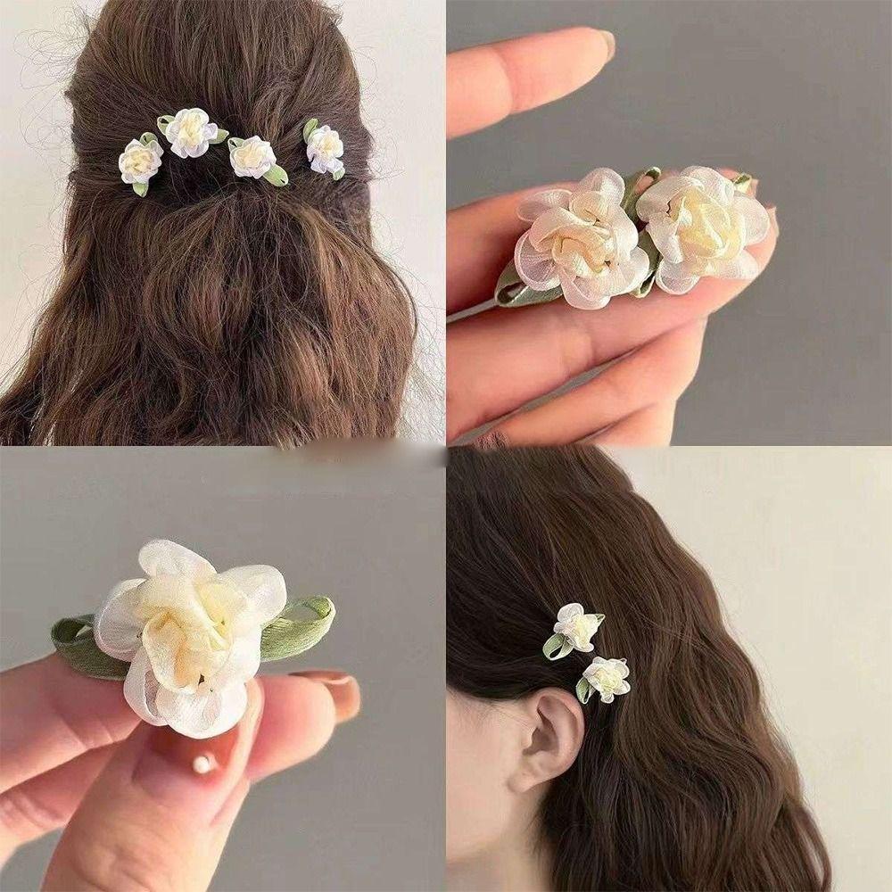 Mini Fairy Duckbill Clip Cloth Bangs Clip Sweet Orchid Flower Hair Clip Daily